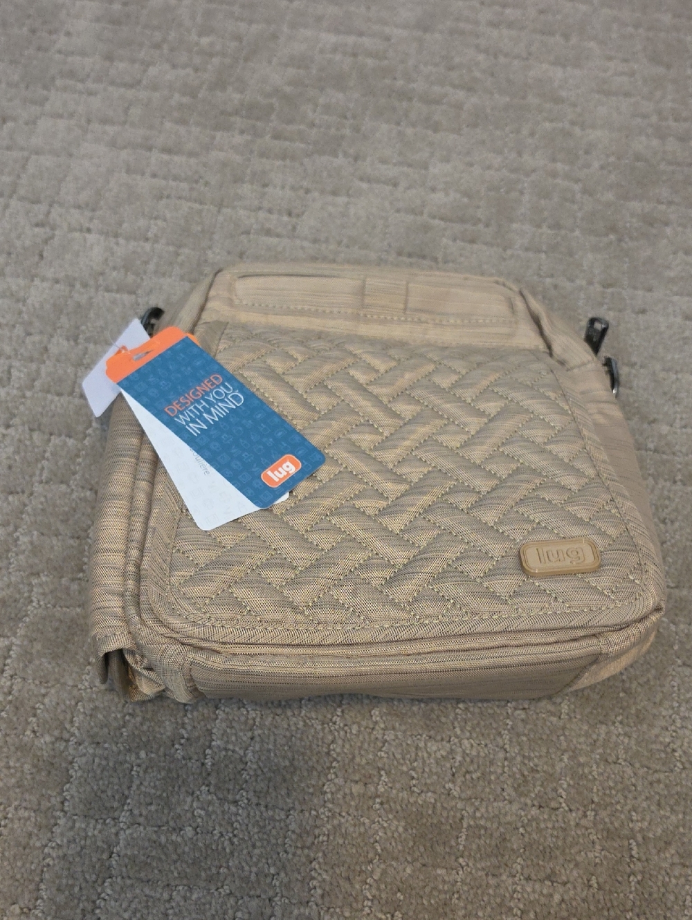 lug Quilted Toiletry Organizer Bag in Beige